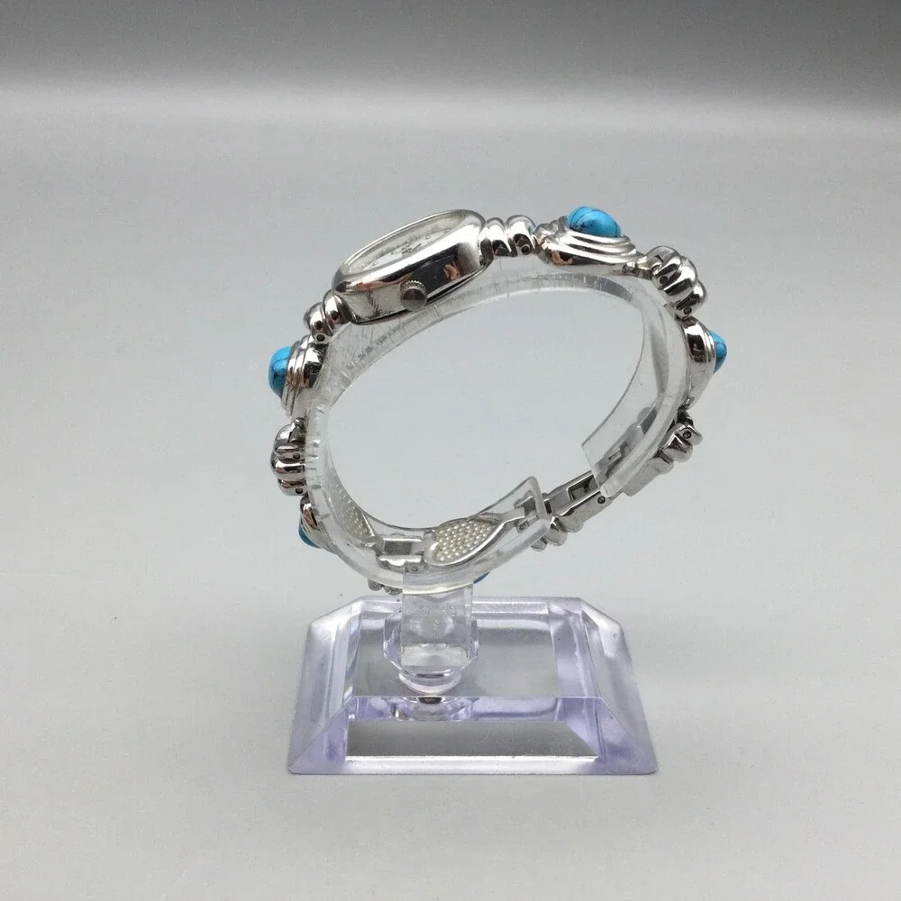 Park Lane Womens Watch 19mm Silver Tone Blue Heart Bracelet New Battery 6.25